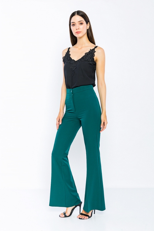 Picture of Woman Emerald Emerald Green Classical Flare Trotter Trousers