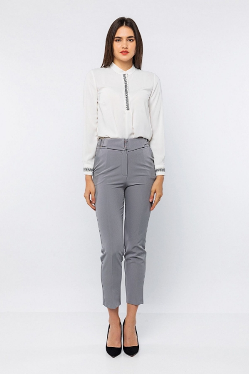 Picture of Woman Grey waist folded Work Trousers