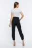 Picture of Woman Black waist folded trotter Buttoned Trousers