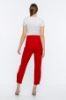 Picture of Woman Red waist folded trotter Buttoned Trousers
