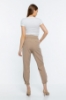Picture of Woman Beige waist folded trotter Buttoned Trousers