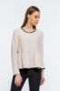 Picture of Woman Beige piping Loose Work Blouse