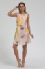 Kadın Gri Çiçek Desenli Kolsuz Midi Elbise resmi