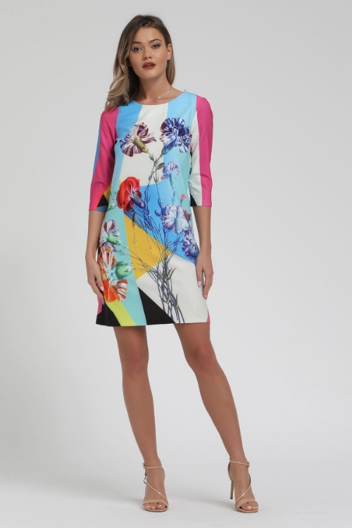 Picture of Woman Melange Colourful flower Patterned Mini Dress