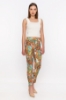 Kadın Yeşil Dar Paça Desenli Yüksek Bel Pantolon resmi