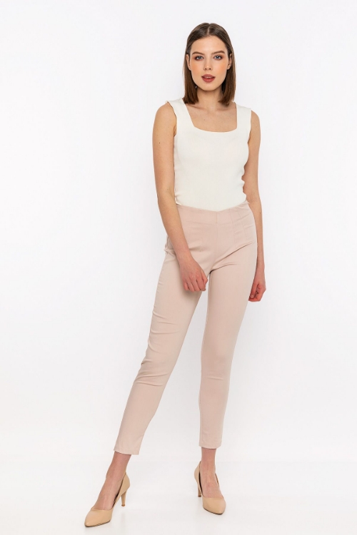 Picture of Woman Beige Skinny Trotter Trousers