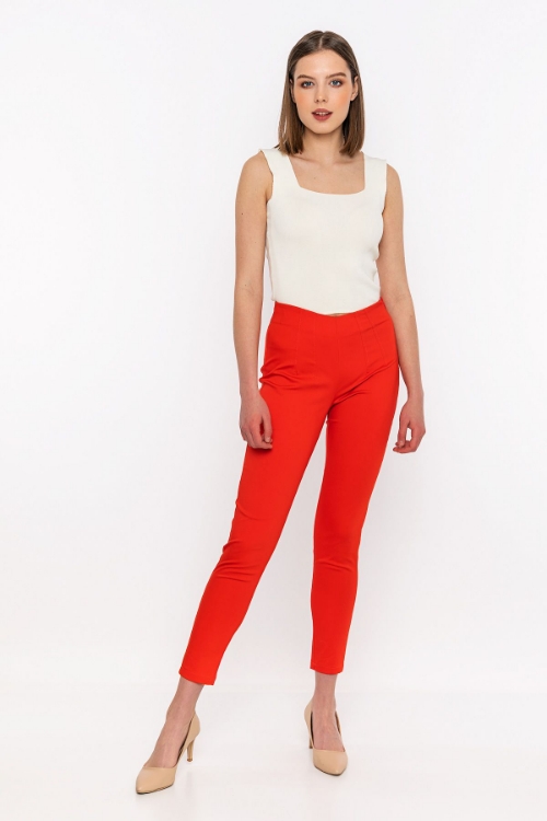 Picture of Woman Red Skinny Trotter Trousers