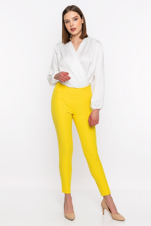 Kadın Sarı Dar Paça Tayt Pantolon resmi