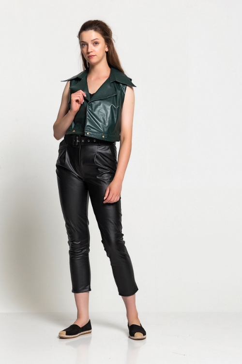 Picture of Woman Emerald Emerald Green Leather Jacket