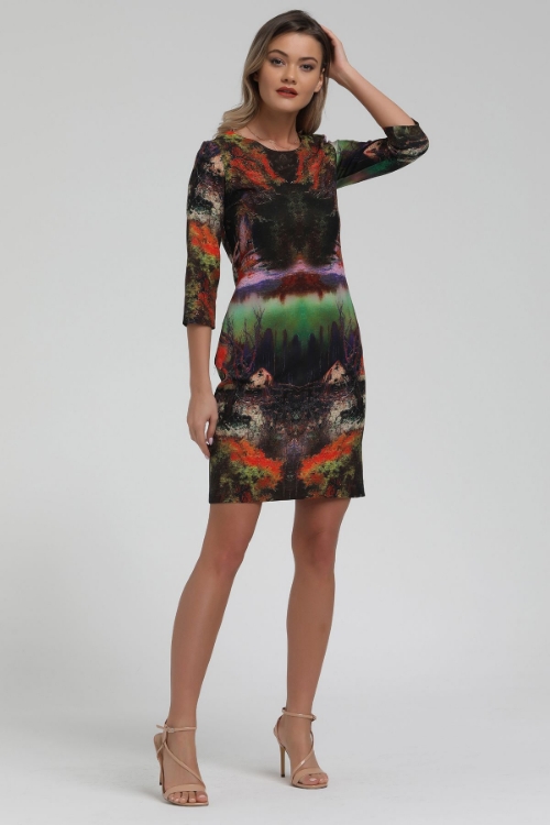 Picture of Woman Melange Colourful Patterned Mini Dress