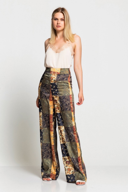 Picture of Woman Green Patterned Loose Trousers