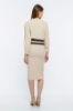 Picture of Woman Beige Knee Length Zipper Detailed Classical Skirt