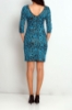 Picture of Woman Turquoise Turquoise Blue Jacquard Mini three quarter Trojan Sleeve Dress