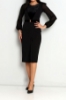 Picture of Woman Black Velvet Detailed Midi Work Dress
