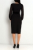 Picture of Woman Black Velvet Detailed Midi Work Dress
