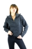 Picture of Woman Anthracite Zipped Neck Short Woollen Knitwear Pullover