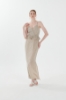 Picture of Woman Beige &#x0D;
 Strap V Neck Long Viscose Dress