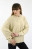 Picture of Woman Beige Crew Neck Knitting Pattern Knitwear Pullover