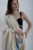 Picture of Woman Beige Patterned Yumuşak %100 Doğal Cotton Müslin Buldan Peştemal Havl