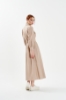 Kadın Bej Keten Kemerli Uzun Gömlek Elbise resmi