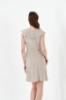 Picture of Woman Beige V Neck collar Ruffle Sleevless Viscose Dress