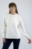 Picture of Woman Ecru Crew Neck Knitting Pattern Knitwear Pullover