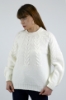 Picture of Woman Ecru Crew Neck Knitting Pattern Knitwear Pullover