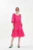 Picture of Woman Fuchsia Brode Short Sleeve Loose Dress