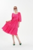 Picture of Woman Fuchsia Brode Short Sleeve Loose Dress