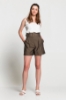 Picture of Woman Khaki Belted Linen Sort