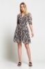 Picture of Woman Khaki V Neck Patterned Dress