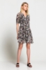 Picture of Woman Khaki V Neck Patterned Dress