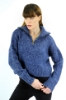 Picture of Woman Indigo Blue indigo Zipped Neck Short Woollen Knitwear Pullover