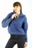 Picture of Woman Indigo Blue indigo Zipped Neck Short Woollen Knitwear Pullover
