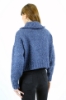 Picture of Woman Indigo Blue indigo Zipped Neck Short Woollen Knitwear Pullover