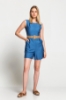 Picture of Woman Indigo Blue indigo Belted Short Overall