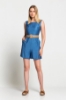 Picture of Woman Indigo Blue indigo Belted Short Overall