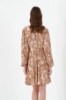Picture of Woman Brown V Neck Long Maxi Sleeved Viscose Dress