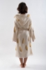 Kadın Krem Kapüşonlu Beachwear %100 Pamuklu Çam Desen Kimono resmi
