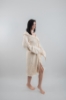 Kadın Krem Kapüşonlu Beachwear %100 Pamuklu Desensiz Müslin Kimono resmi