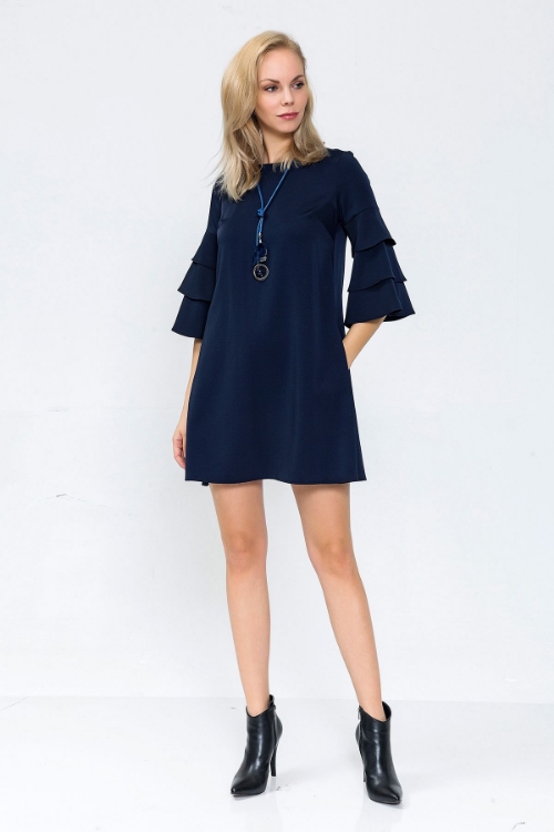 Picture of Woman Navy Navy Blue A Form Loose Dress