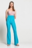 Kadın Mavi Yüksek Bel Cep Detaylı İspanyol Paça Pantolon resmi
