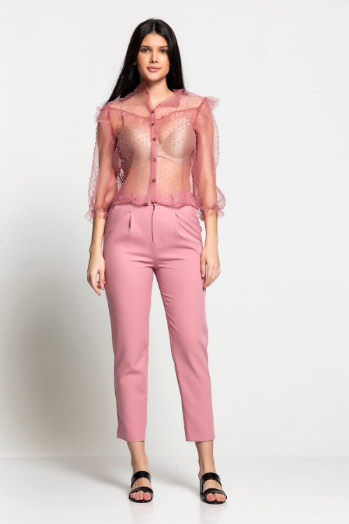 Picture of Woman Pink Transparent Shirt