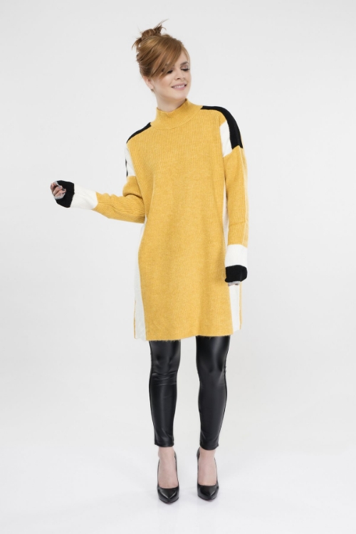 Picture of Woman Yellow Four Colour Knitwear Pullover