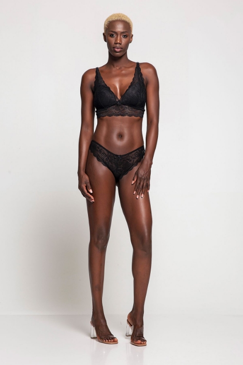Kadın Siyah Dantelli Fantazi Bralet Sütyen Takımı resmi