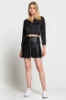 Picture of Woman Black Zipper Detailed Mini Leather Skirt