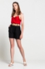 Picture of Woman Black Belted Linen Sort