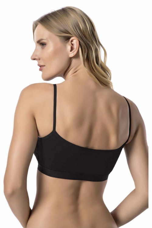 Picture of Woman Black Combing Covered Thin Strap Athlete Bustier