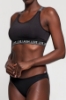 Picture of Woman Black Written Elastic fitness Athlete Bustier