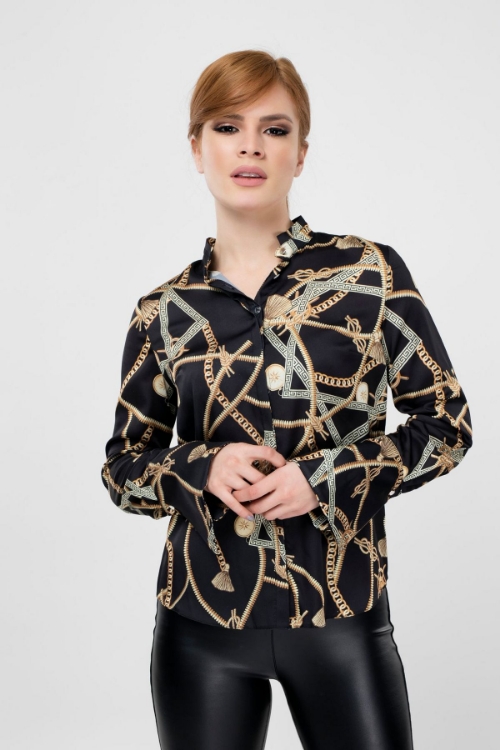 Picture of Woman Black Chain Pattern Shirt